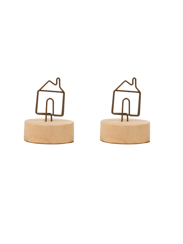 Memo Holder | Memo Clip | House Photo Clip Stand (Wooden-base | Dia.45mm×Height (45-50)mm)